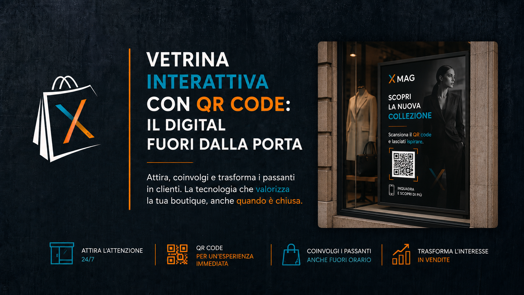 Vetrina interattiva con QR code XMAG